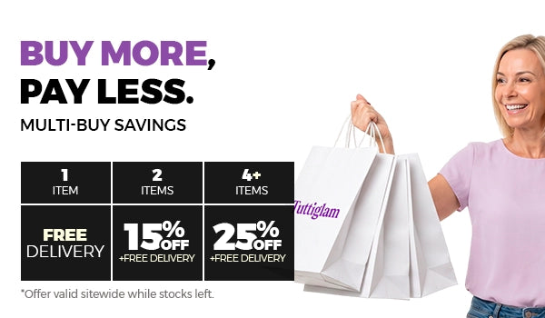 Buy more, pay less: 15% off 2 items or 25% off 4 or more items, with free delivery